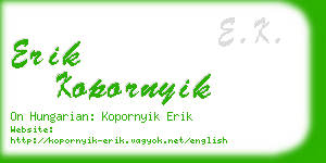 erik kopornyik business card